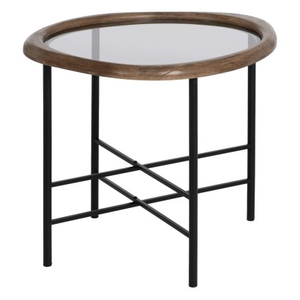 Bijzettafel Zwart Natuurlijk Kristal Ijzer Rubberwood 61 x 50 x 53 cm