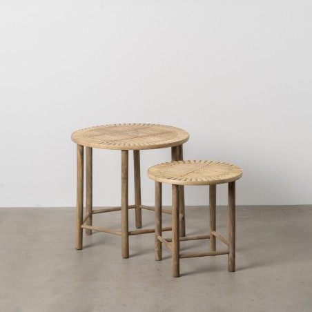 Beistelltisch natürlich Bambus 50 x 50 x 48 cm 38,5 x 38,5 x 40 cm 2