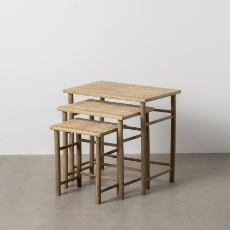Bijzettafel Natuurlijk Bamboe 57 x 38 x 55 cm 45 x 32 x 47 cm 34 x 26