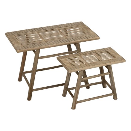 Mesa auxiliar Natural Bambú 60 x 32 x 41 cm 42 x 21,5 x 32 cm 2 Pieza