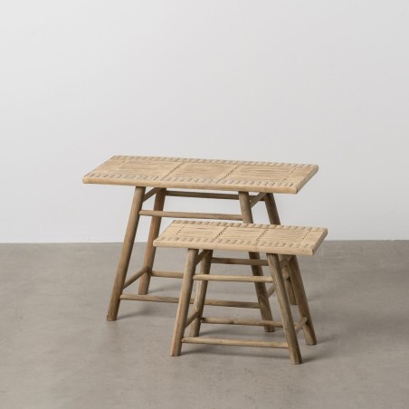 Side table Natural Bamboo 60 x 32 x 41 cm 42 x 21,5 x 32 cm 2 Pieces (