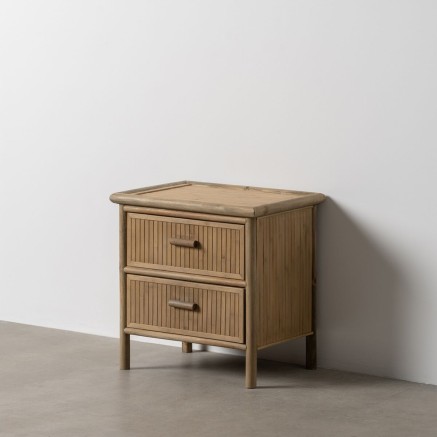 Table de Nuit Naturel Bambou 48 x 36 x 49 cm 2