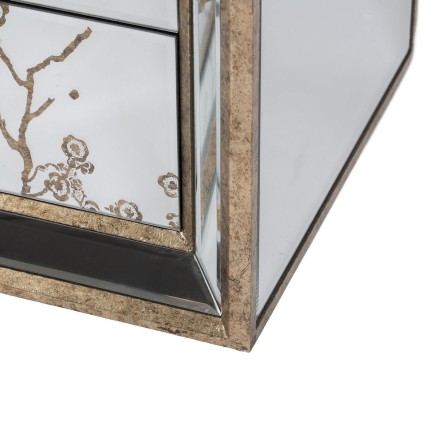 Mesita de Noche CHLOE Dorado Espejo Cristal Madera MDF 49 x 40 x 60 cm 2