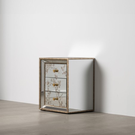 Nachttisch CHLOE Gold Spiegel Kristall Holz MDF 49 x 40 x 60 cm