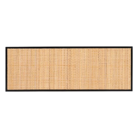 Table Basse Noir Naturel Verre Fer Rotin 97,5 x 34 x 35 cm (3 Unités)