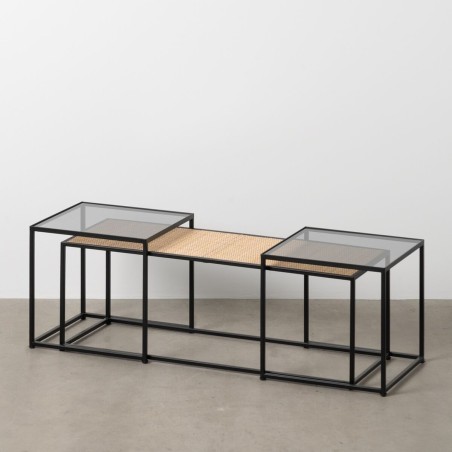Tischdekoration Schwarz natürlich Kristall Eisen Rattan 97,5 x 34 x 3