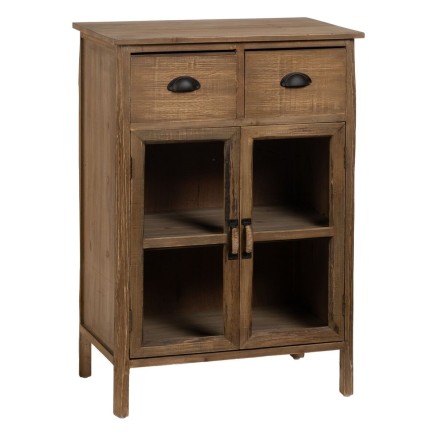 Vitrine avec Double Porte en Cristal Naturel Verre Bois d'épicéa 64