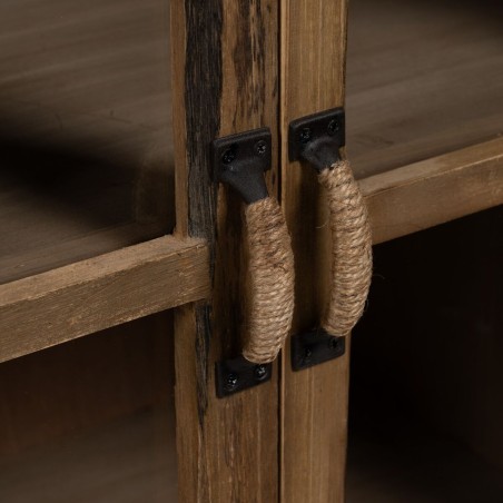 Vitrine avec Double Porte en Cristal Naturel Verre Bois d'épicéa 64
