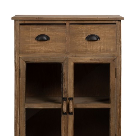 Vitrine avec Double Porte en Cristal Naturel Verre Bois d'épicéa 64