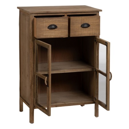 Vitrine avec Double Porte en Cristal Naturel Verre Bois d'épicéa 64