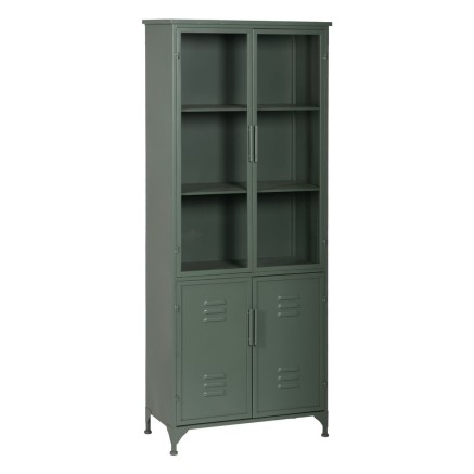 Vitrine mit verglaster Doppeltür Minze Kristall Eisen 72 x 35 x 178 c