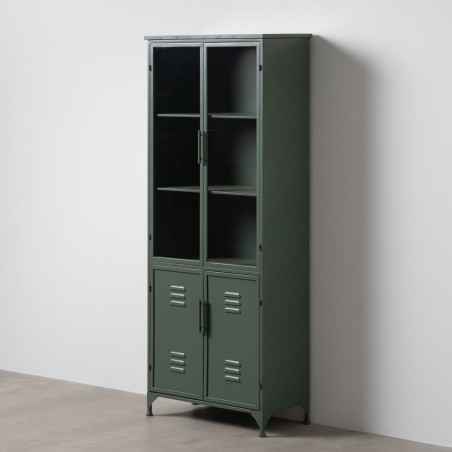 Vitrine mit verglaster Doppeltür Minze Kristall Eisen 72 x 35 x 178 c