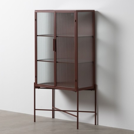 Display Cabinet With Double Glass Doors Tile Crystal Iron 52 x 33 x 90