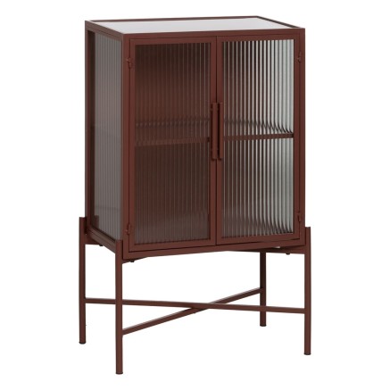 Display Cabinet With Double Glass Doors Tile Crystal Iron 70 x 36 x 14