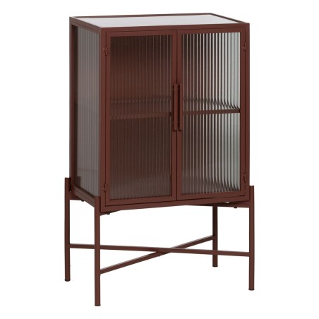Vitrine mit verglaster Doppeltür Ziegel Kristall Eisen 70 x 36 x 143
