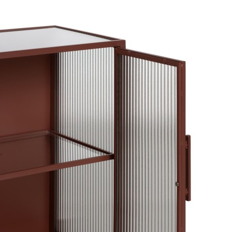 Vitrine mit verglaster Doppeltür Ziegel Kristall Eisen 70 x 36 x 143