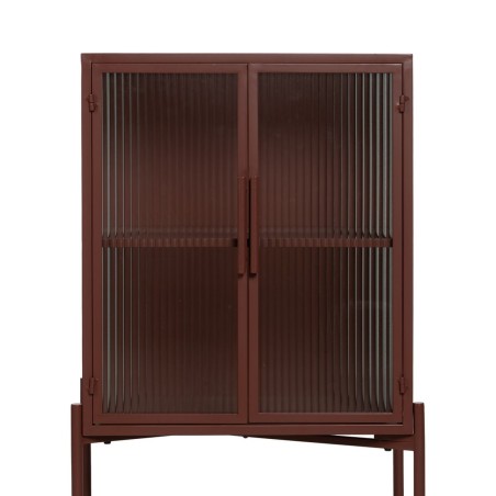Vitrine mit verglaster Doppeltür Ziegel Kristall Eisen 70 x 36 x 143
