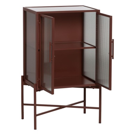 Vitrine mit verglaster Doppeltür Ziegel Kristall Eisen 70 x 36 x 143