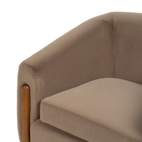 Poltrona Naturale Taupé Legno d'albero della gomma Foam Tessuto 87 x
