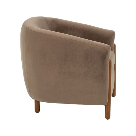 Leunstoel Natuurlijk Taupe Rubberwood Foam Weefsel 87 x 80 x 81 cm