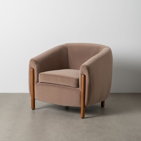 Poltrona Naturale Taupé Legno d'albero della gomma Foam Tessuto 87 x