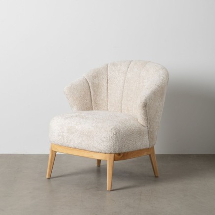 Leunstoel Crème Natuurlijk Rubberwood Foam Weefsel 71 x 75 x 76 cm 2