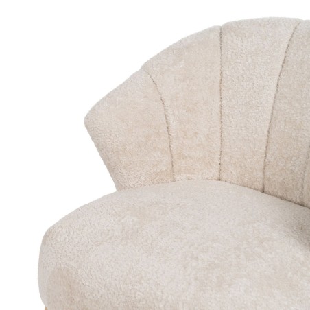 Poltrona Crema Naturale Legno d'albero della gomma Foam Tessuto 71 x 7