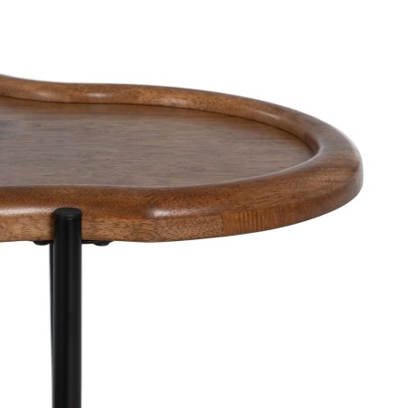 Mesa de Centro Negro Natural Cristal Hierro Madera de caucho 89 x 50 x
