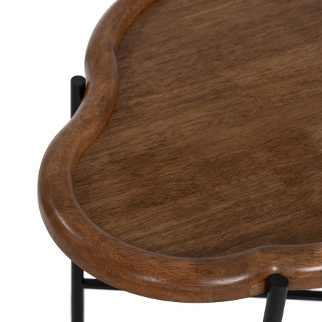 Mesa de Centro Negro Natural Cristal Hierro Madera de caucho 89 x 50 x