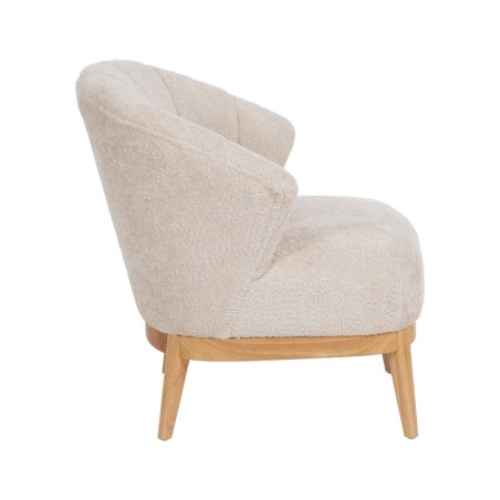 Poltrona Crema Naturale Legno d'albero della gomma Foam Tessuto 71 x 7