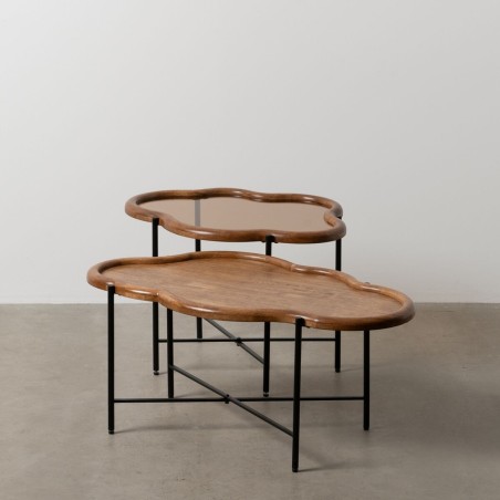 Centre Table Black Natural Crystal Iron Rubber wood 89 x 50 x 40 cm (2