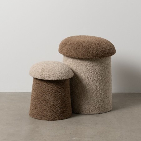 Poef Bruin Beige Hout MDF 40 x 40 x 48 cm (2 Stuks)