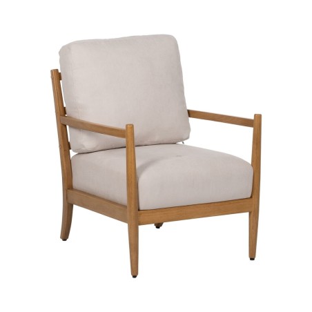 Leunstoel Beige Natuurlijk Rubberwood Hout MDF Foam 100 % polyester 65