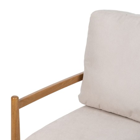 Leunstoel Beige Natuurlijk Rubberwood Hout MDF Foam 100 % polyester 65
