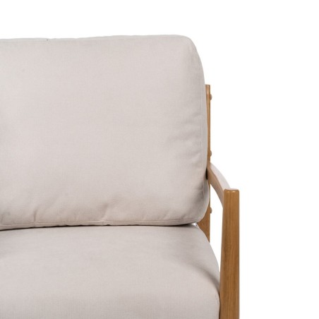 Fauteuil Beige Naturel Bois d'hévéa Bois MDF Foam 100 % polyester 65