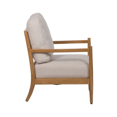 Leunstoel Beige Natuurlijk Rubberwood Hout MDF Foam 100 % polyester 65