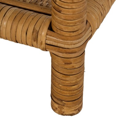 Table Basse Beige Verre Rotin 90 x 40 x 42 cm 2