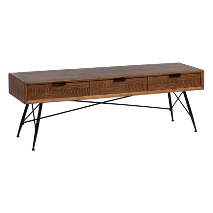 Mesa de Centro LAGOM Negro Natural Hierro Madera de caucho 150 x 40 x