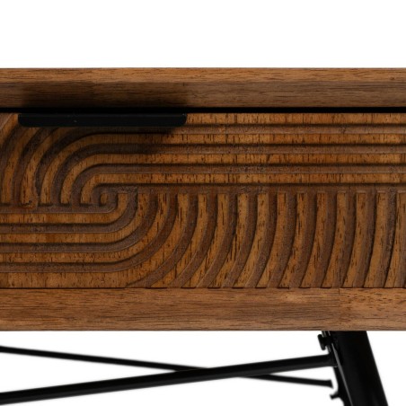 Tischdekoration LAGOM Schwarz natürlich Eisen Kautschukholz 120 x 60