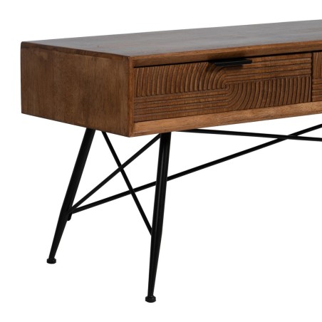 Hoofdtafel LAGOM Zwart Natuurlijk Ijzer Rubberwood 150 x 40 x 50 cm