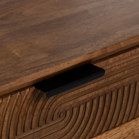 Tavolino da Caffè LAGOM Nero Naturale Ferro Legno d'albero della gomm