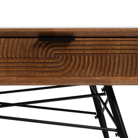 Tischdekoration LAGOM Schwarz natürlich Eisen Kautschukholz 120 x 60