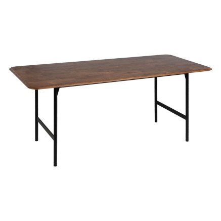 Mesa de Comedor LAGOM Negro Natural Hierro Madera de caucho 180 x 80 x
