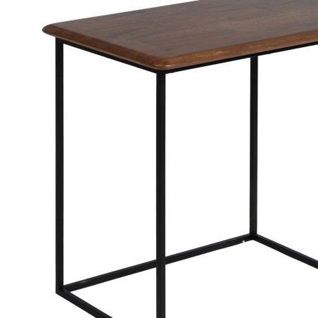 Beistelltisch LAGOM Schwarz natürlich Eisen Kautschukholz 60 x 40 x 6