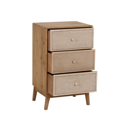 Mesita de Noche GEREL Natural Madera de abeto Madera MDF Fibra natural
