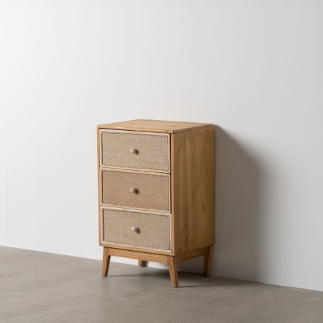 Nightstand GEREL Natural Fir wood MDF Wood Natural Fibre 46 x 37 x 76