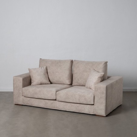 Sofa Beige Vezel Dennenhout Schuimrubber 206 x 88 x 100 cm