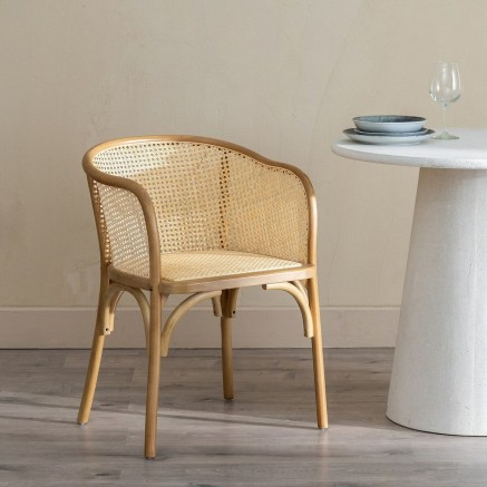Silla de Comedor Natural Madera Ratán 56 X 58 X 77 CM 2