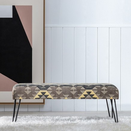 Panca Nero Taupé Ferro Spugna 120 x 41,5 x 48 cm 2