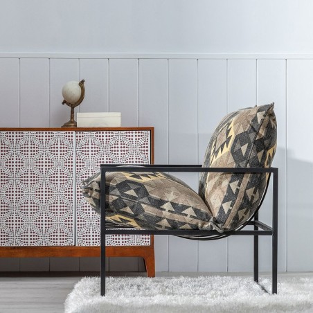 Leunstoel Zwart Taupe 70 x 84 x 86 cm